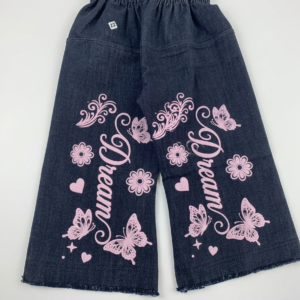 Baby Girls Butterfly Print Wide Leg Jeans