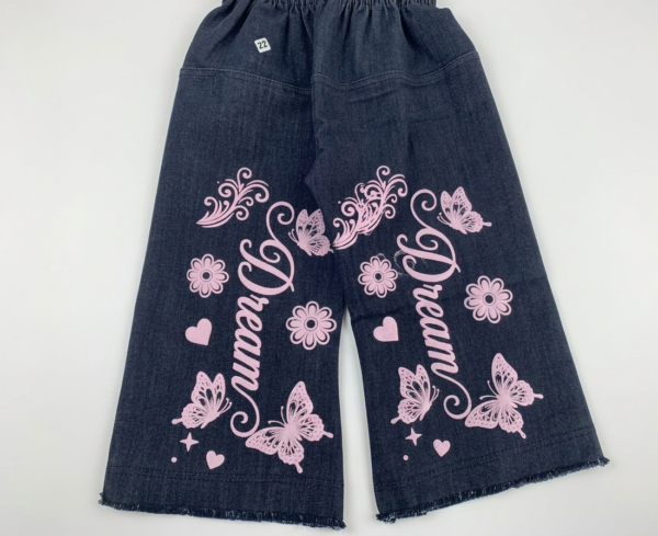 Baby Girls Butterfly Print Wide Leg Jeans