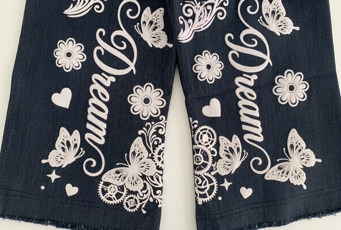 Baby Girls Butterfly Print Wide Leg Jeans - Image 2