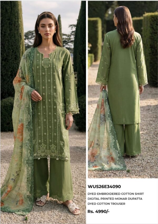 Zellbury 3Pc Dyed Embroidered Cotton Suit