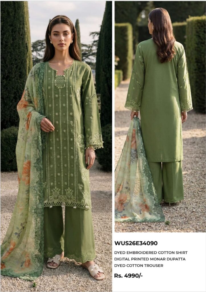 Zellbury 3Pc Dyed Embroidered Cotton Suit
