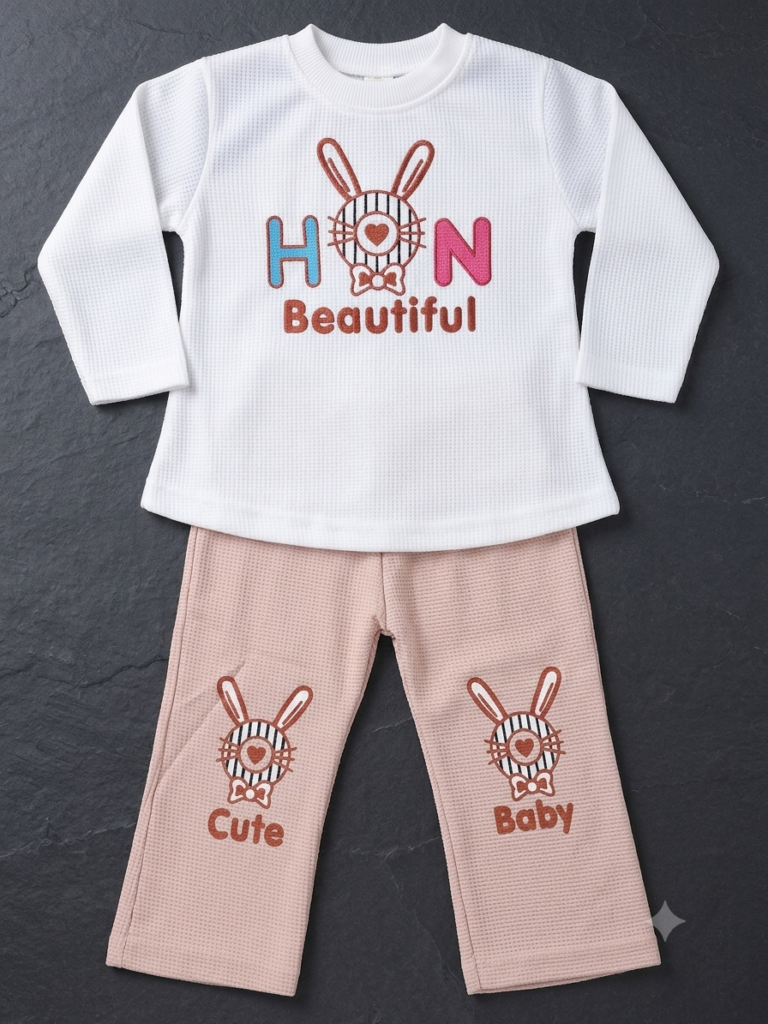 Baby Girl Waffle Knit Thermal Suit